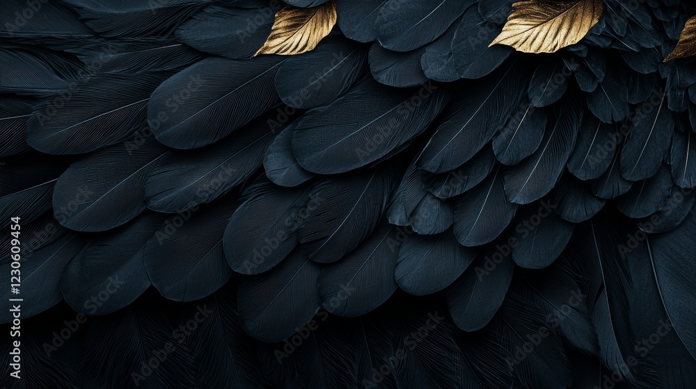 Fototapeta premium Black luxury cloth with floral shapes and gold threads, paired with luxurious wallpaper featuring elegant abstract designs