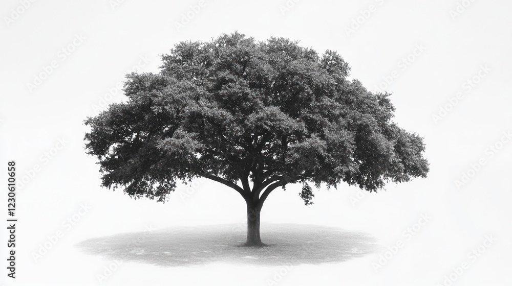 Obraz premium Solitary tree, misty field, peaceful landscape, nature background, serene image