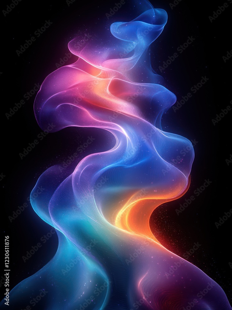 Abstract swirling light, colorful energy, dark background, digital art, design element Abstract swirling light, colorful energy, dark background, digital art, design element