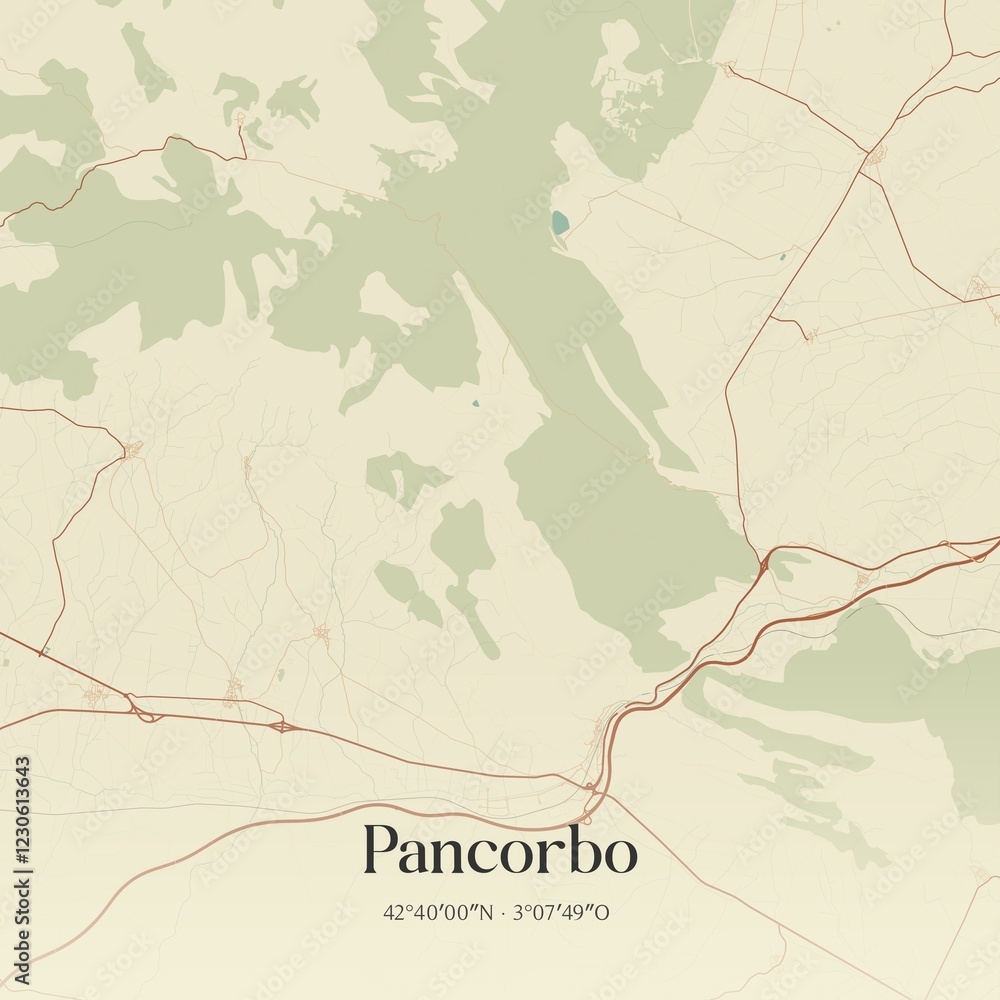 Fototapeta premium Retro Spanish map of Pancorbo, Castilla y Le�n. Vintage street map.