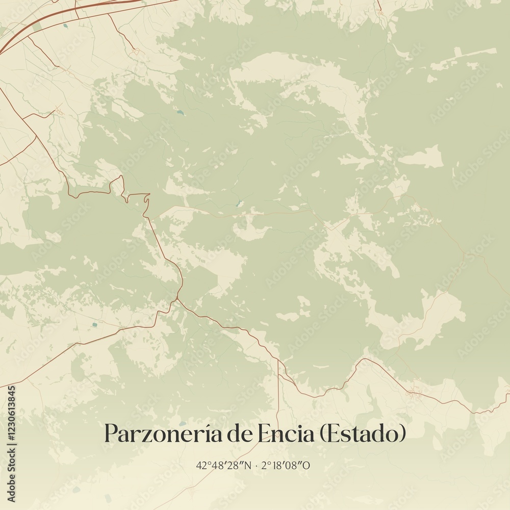 Fototapeta premium Vintage map of Parzoneria de Encia (Estado), Spain.