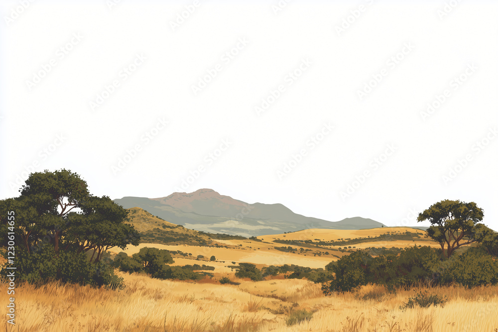 Golden Grasslands: A vast, rolling expanse of golden grasslands stretches towards a distant mountain range, creating a serene and contemplative landscape under a hazy sky. Golden Grasslands: A vast, rolling expanse of golden grasslands stretches towards a distant mountain range, creating a serene and contemplative landscape under a hazy sky.