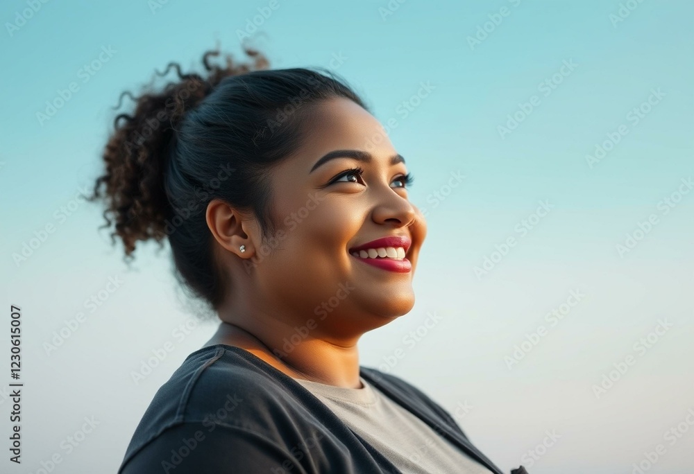 Fototapeta premium Portrait of a chubby woman with a warm smile