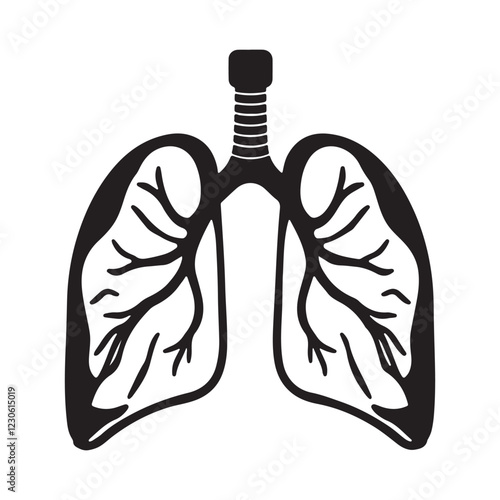 Lung model drawing. Icon monochrome