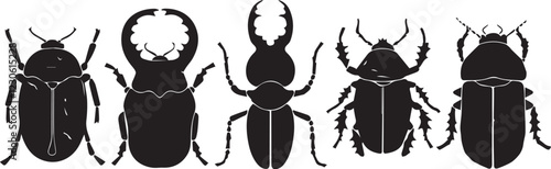 A set of insects silhouettes for flat design. Hand drawn vector illustration