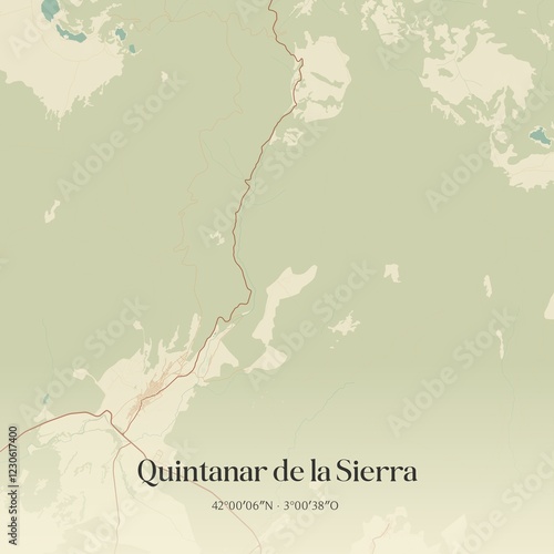 Retro Spanish map of Quintanar de la Sierra, Castilla y Le�n. Vintage street map. photo