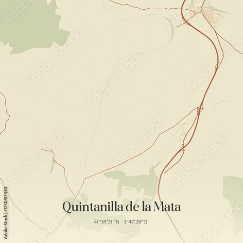 Retro Spanish map of Quintanilla de la Mata, Castilla y Le�n. Vintage street map. photo