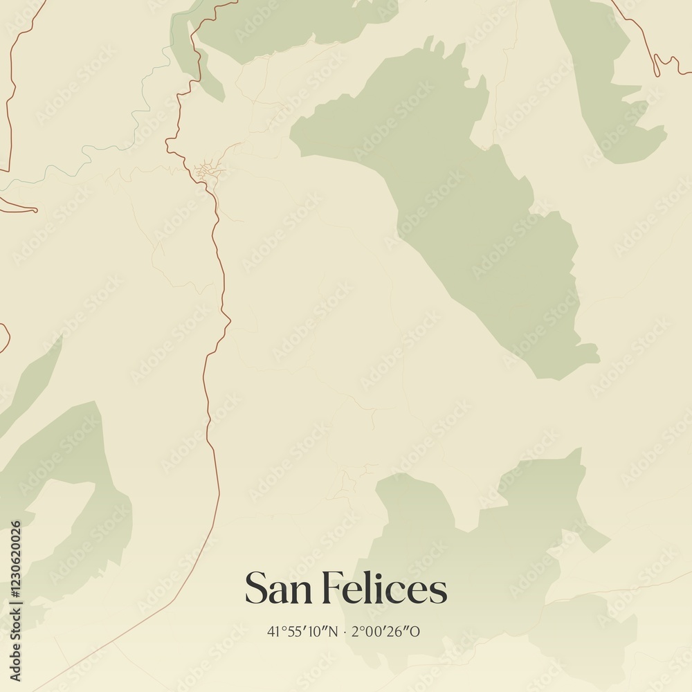 Fototapeta premium Retro Spanish map of San Felices, Castilla y Le�n. Vintage street map.