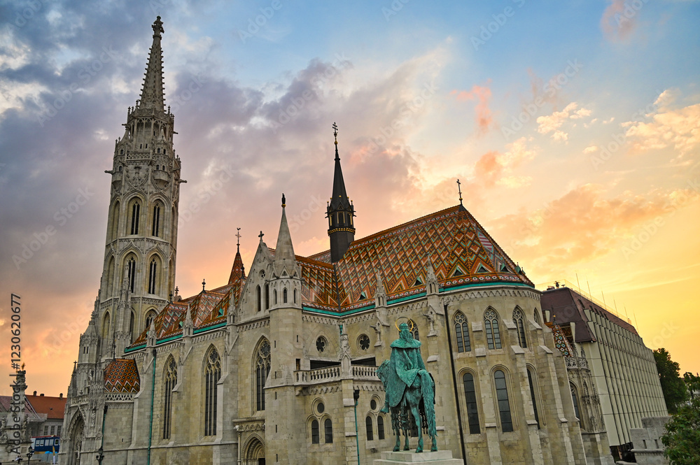 Fototapeta premium The Matthias church in sunset, Budapest Hungary