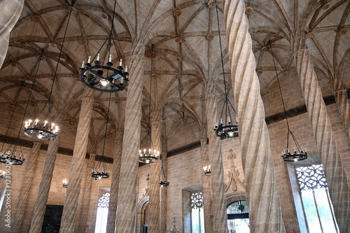 The Llotja de la Seda Valencia Spain silk market interior