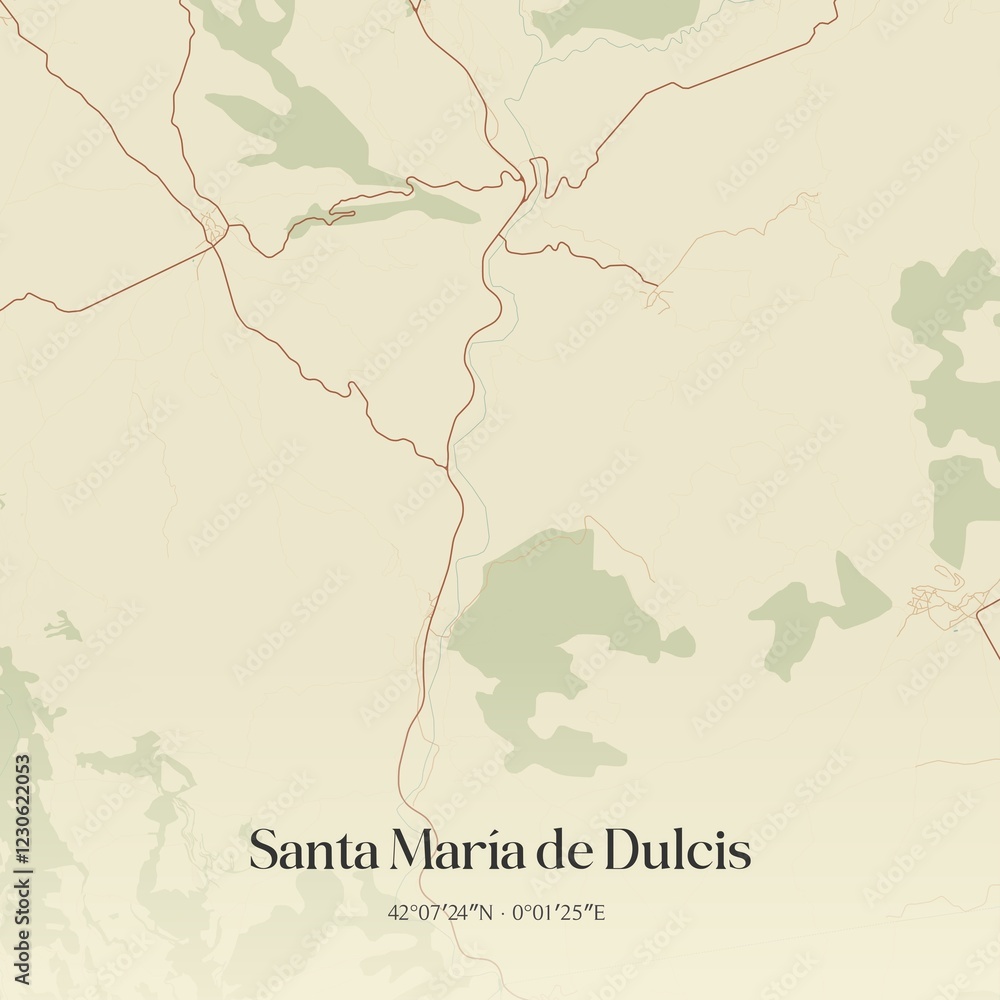 Obraz premium Vintage map of Santa Maria de Dulcis, Spain.
