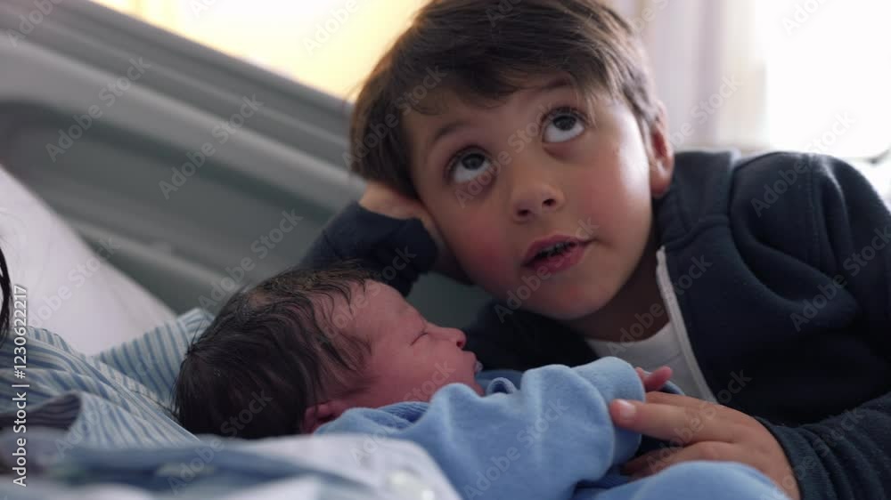 Real Life First Sibling Meeting - Young Boy Greets Newborn Brother in Hospital Real Life First Sibling Meeting - Young Boy Greets Newborn Brother in Hospital