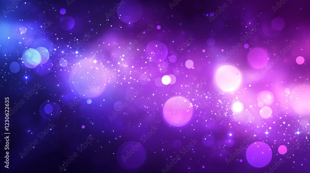 Vibrant abstract space background with purple hues and luminous bokeh effects. Vibrant abstract space background with purple hues and luminous bokeh effects.