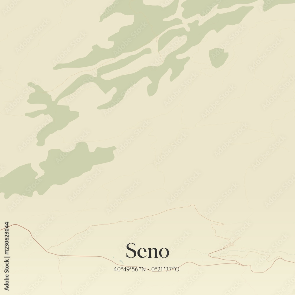 Obraz premium Retro Spanish map of Seno, Arag�n. Vintage street map.
