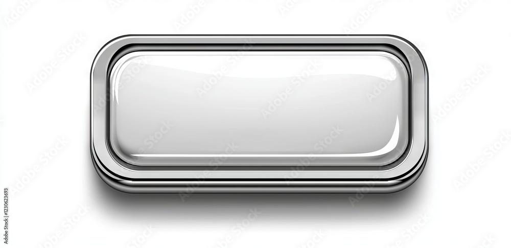 Template for a rectangular button with a clear, white, glossy metallic shape. Template for a rectangular button with a clear, white, glossy metallic shape.
