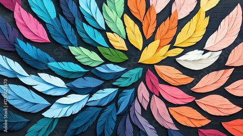 Wallpaper Mural   A colorful mural of leaves on a brick backdrop with brick walls in the foreground and background Torontodigital.ca