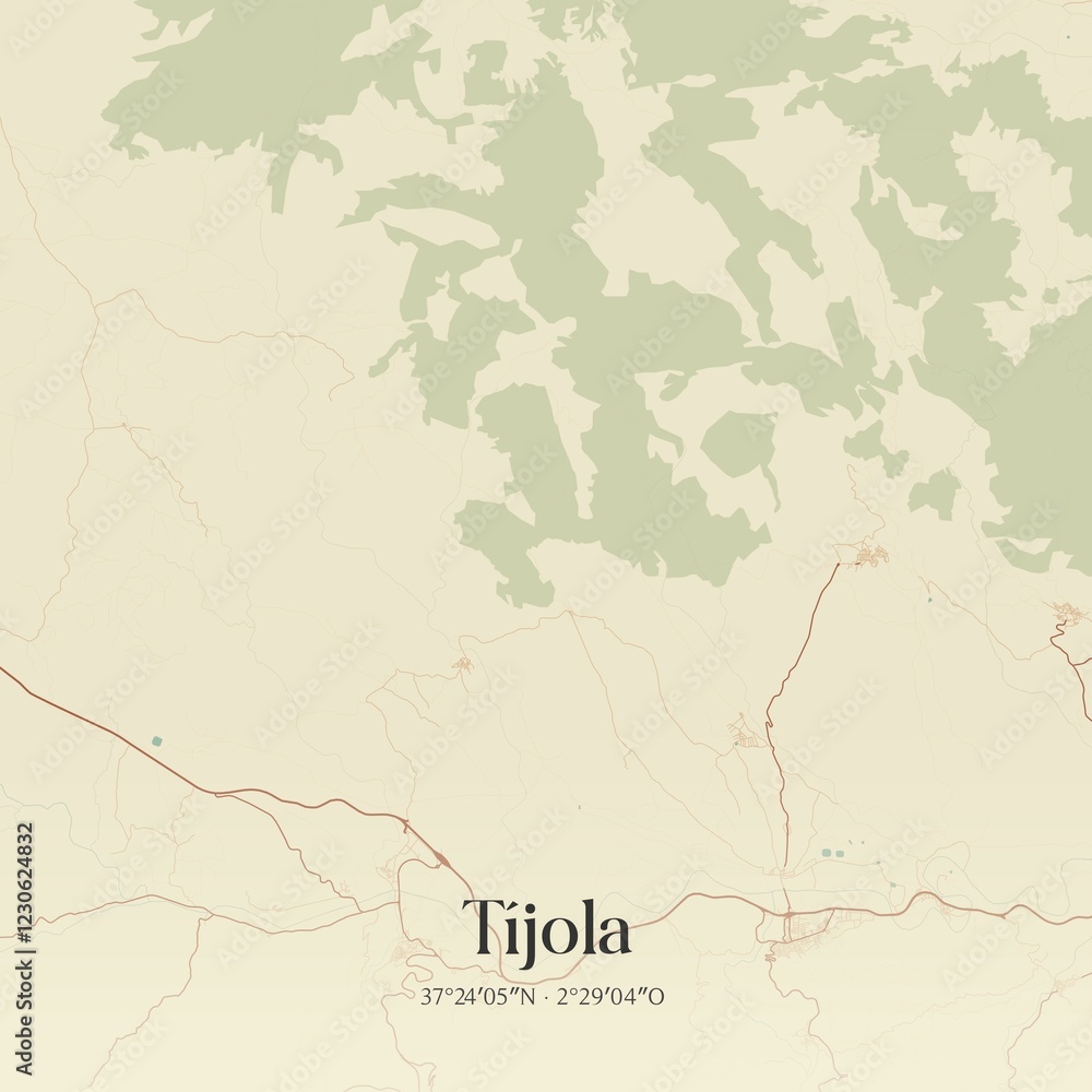 Vintage map of Tijola, Spain.