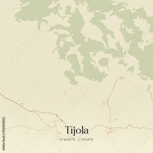 Obraz na płótnie Vintage map of Tijola, Spain. w salonie