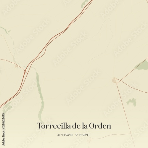 Retro Spanish map of Torrecilla de la Orden, Castilla y Le�n. Vintage street map. photo