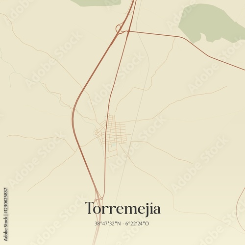 Vintage map of Torremejia, Spain. photo