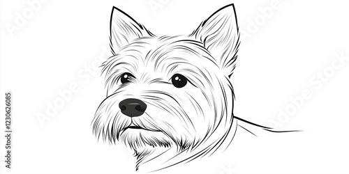 Black and white sketch of a West Highland White Terrier. photo