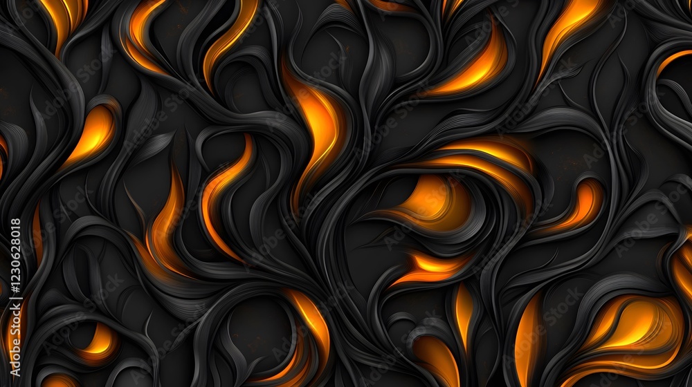Abstract Dark Orange and Black Swirling Pattern Abstract Dark Orange and Black Swirling Pattern