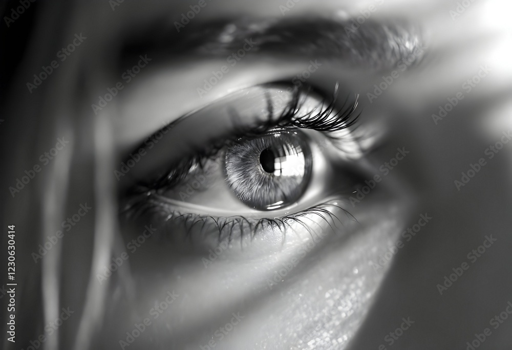Fototapeta premium Closeup Black and White Eye Photography Dramatic Gaze