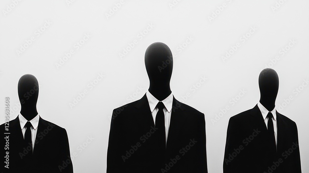 Anonymous men in suits, foggy background, business concept, stock photo Anonymous men in suits, foggy background, business concept, stock photo