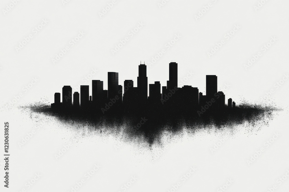 Obraz premium A city skyline is shown in black and white