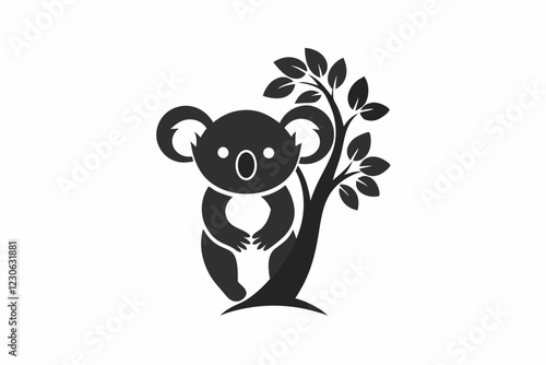 Minimalist Panda Silhouette Logo with Bamboo