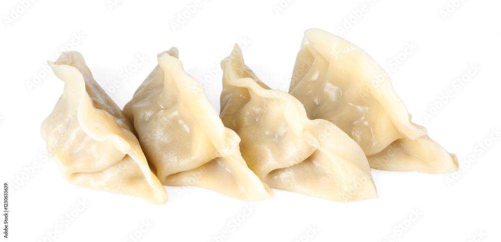 Tasty boiled gyoza (dumplings) isolated on white Tasty boiled gyoza (dumplings) isolated on white