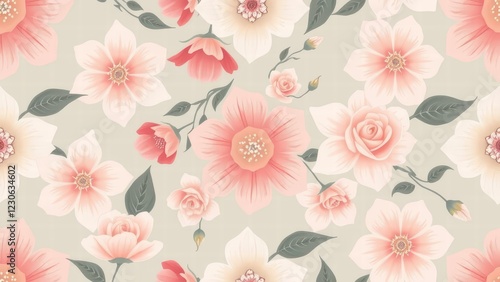 Abstract floral pattern with soft pastel colors, seamless vector, elegant and modern