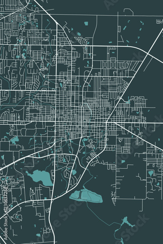 Gainesville vector minimalist plan street map American city on dark gray background. Florida. USA