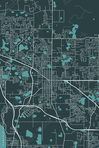 Apopka vector minimalist plan street map American city on dark gray background. Florida. USA