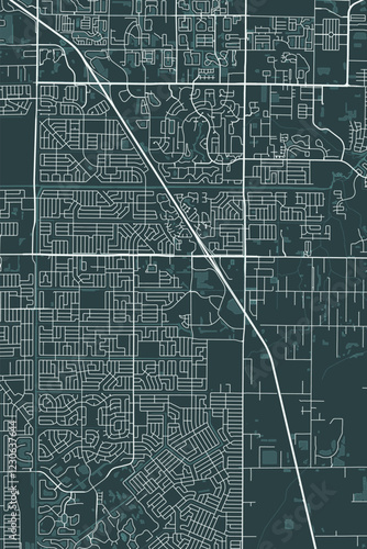 Palm Bay vector minimalist plan street map American city on dark gray background. Florida. USA