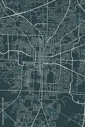 Tallahassee vector minimalist plan street map American city on dark gray background. Florida. USA