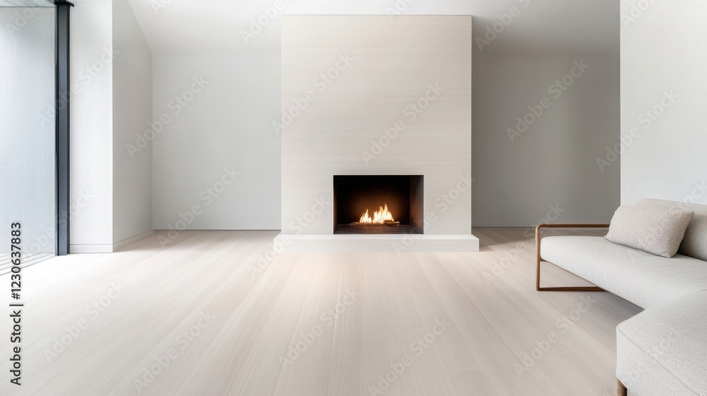 Scandinavian living room, modern fireplace, neutral tones, light wood flooring, cozy textiles Scandinavian living room, modern fireplace, neutral tones, light wood flooring, cozy textiles