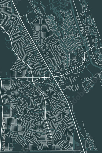 Palm Coast vector minimalist plan street map American city on dark gray background. Florida. USA