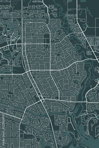 Port Saint Lucie vector minimalist plan street map American city on dark gray background. Florida. USA