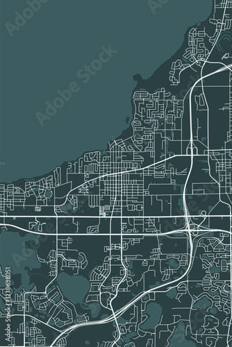 Winter Garden vector minimalist plan street map American city on dark gray background. Florida. USA