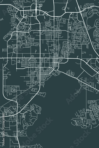 Kissimmee vector minimalist plan street map American city on dark gray background. Florida. USA