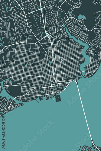 Pensacola vector minimalist plan street map American city on dark gray background. Florida. USA