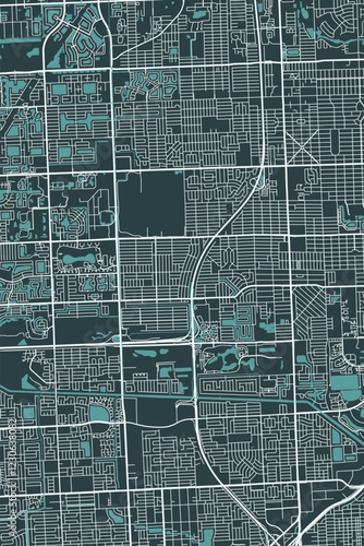 Miramar vector minimalist plan street map American city on dark gray background. Florida. USA