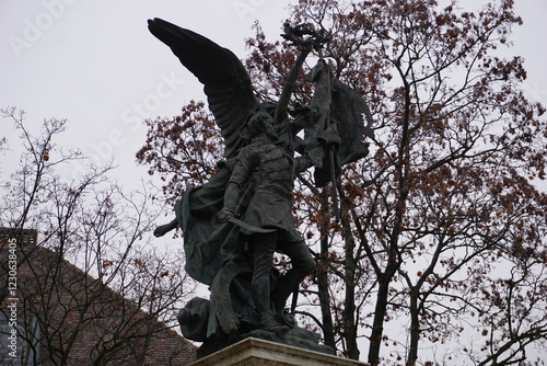 Close up of the landmark 1849 Hungarian Declaration Of Independence Monument in Budapest, celebrating the history of Hungary photo