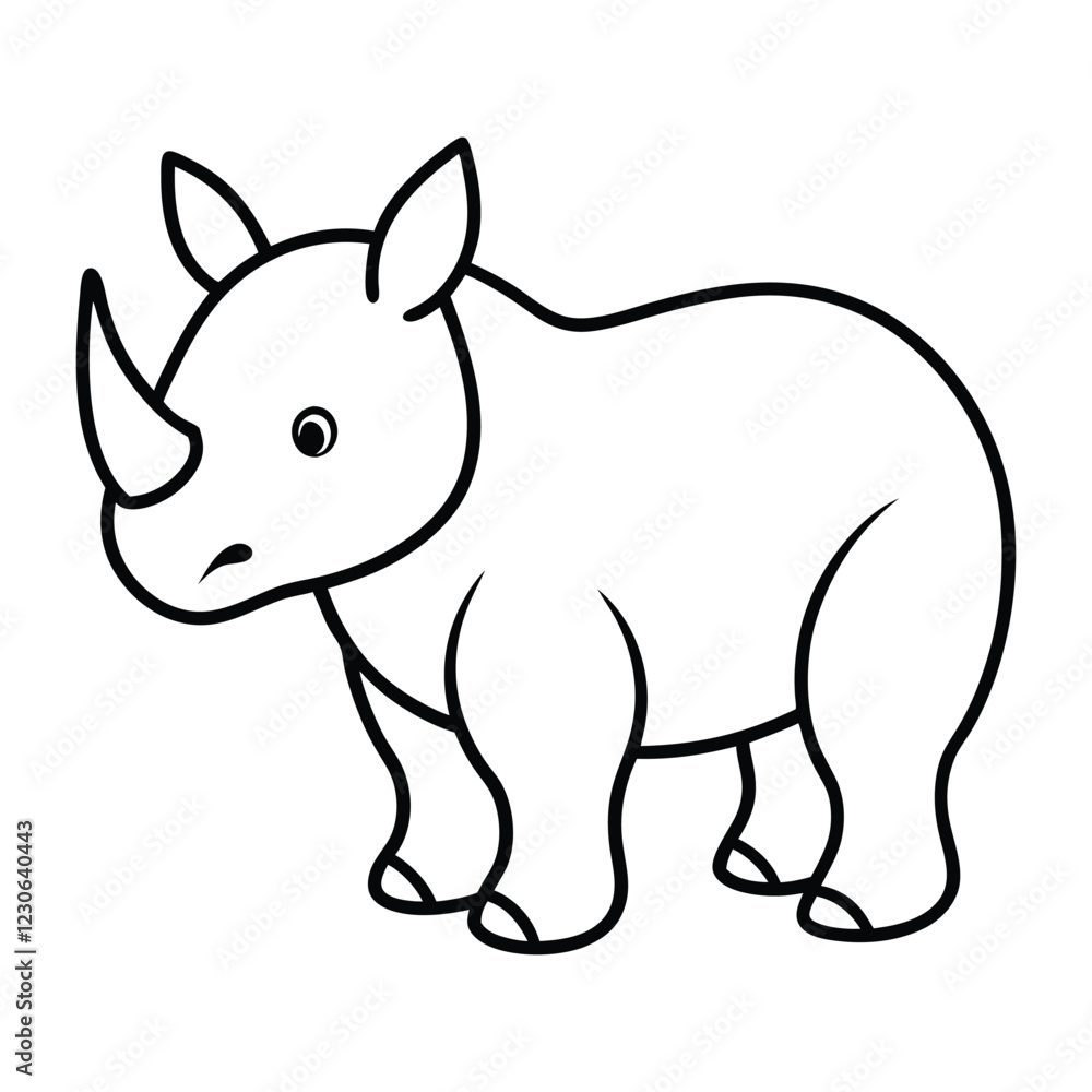 baby rhino vector illustration line art on a white background baby rhino vector illustration line art on a white background