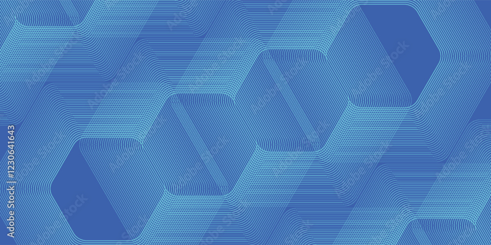 Fototapeta premium Modern abstract blue background with glowing geometric lines. Blue gradient hexagon shape design. Futuristic technology concept.