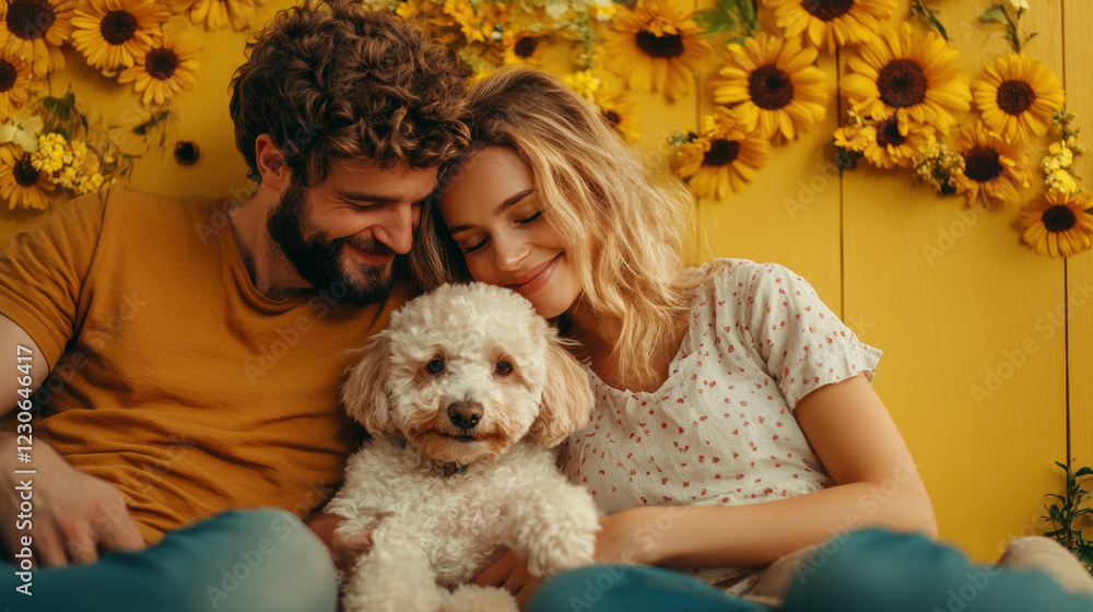 Poodle dog, A couple enjoys time with their poodle in a park, captured in high fidelity with vibrant details. Poodle dog, A couple enjoys time with their poodle in a park, captured in high fidelity with vibrant details.