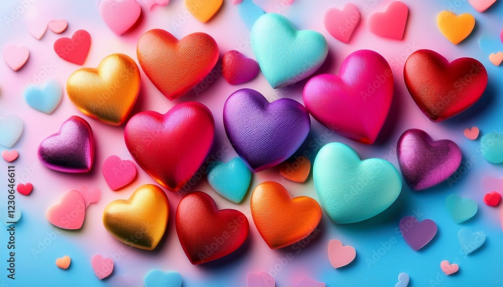 Fototapeta premium colorful heart shapes for valentines day celebration