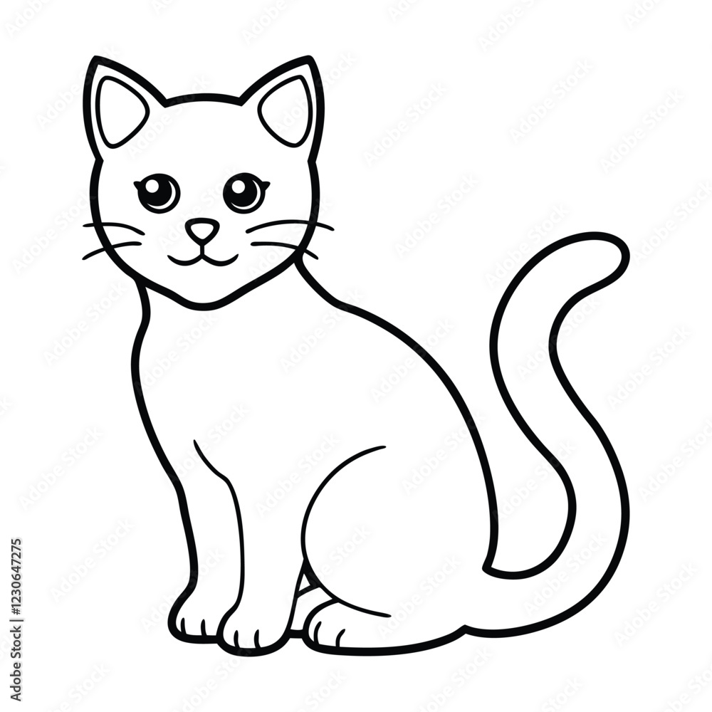 Obraz premium kitten vector illustration line art on a white background