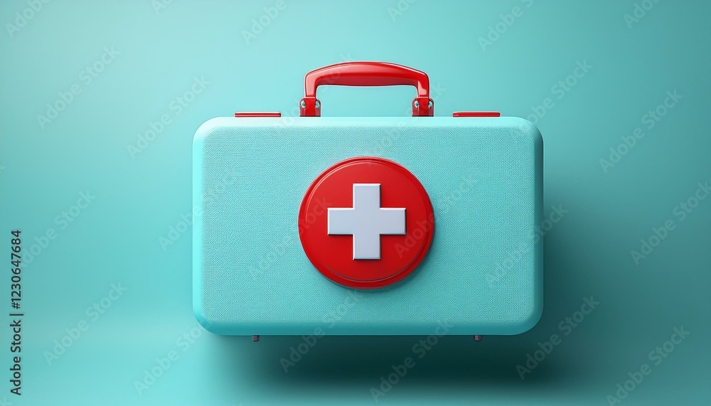 Obraz premium first aid kit on a light blue background 3d render